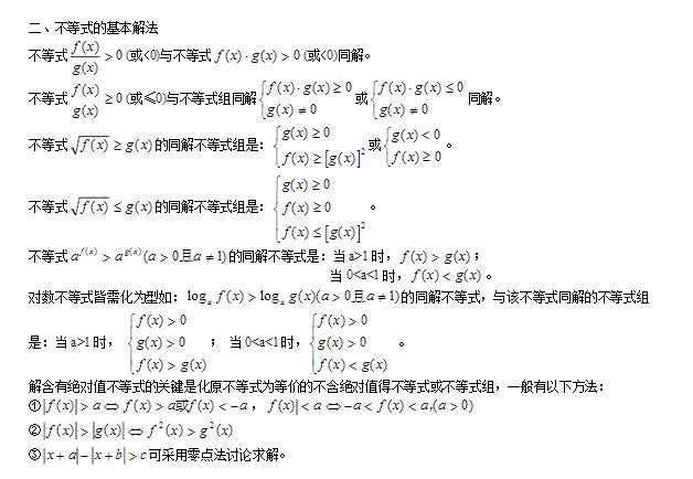 2017高二数学不等式公式知识点