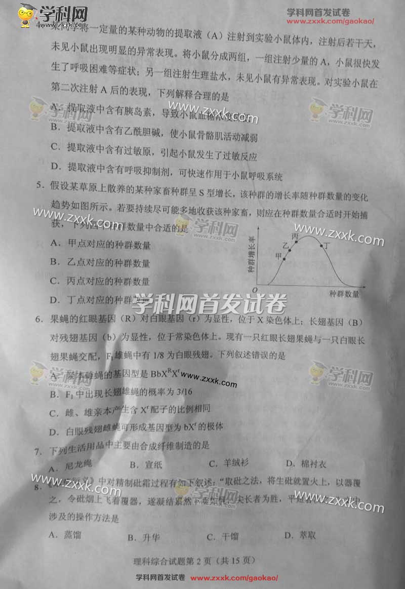 2017全国卷i高考理综试题图片