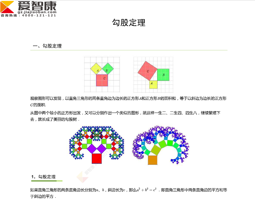 初二数学勾股定理知识点归纳