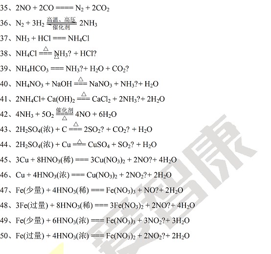 开学不用愁,高一化学(上册)公式大全