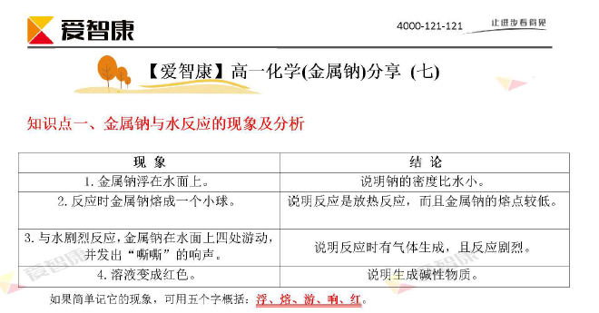 高一上学期化学重点知识点之金属钠_杭州智康
