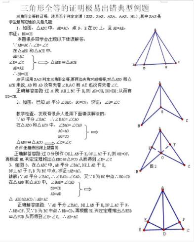 2019年中考数学证明三角形全等易错典型例题