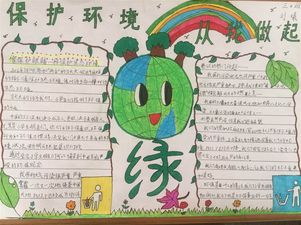 北京小学绿色环保手抄报