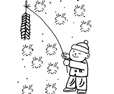 2020年热闹的春节作文简笔画