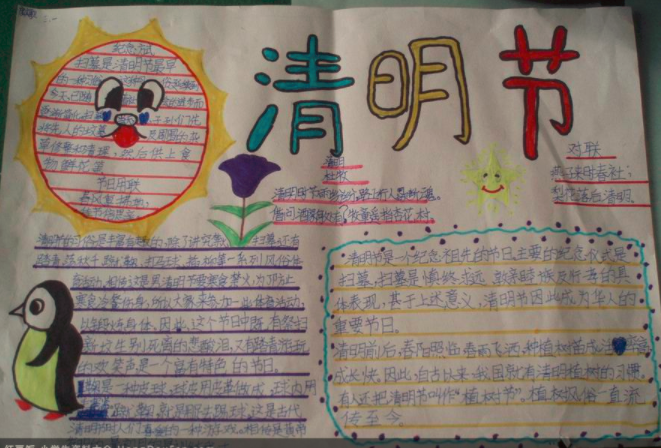 2020年初二年级清明节手抄报
