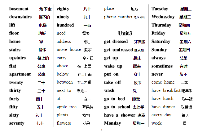 j桥国际少儿英语kb3单词句型