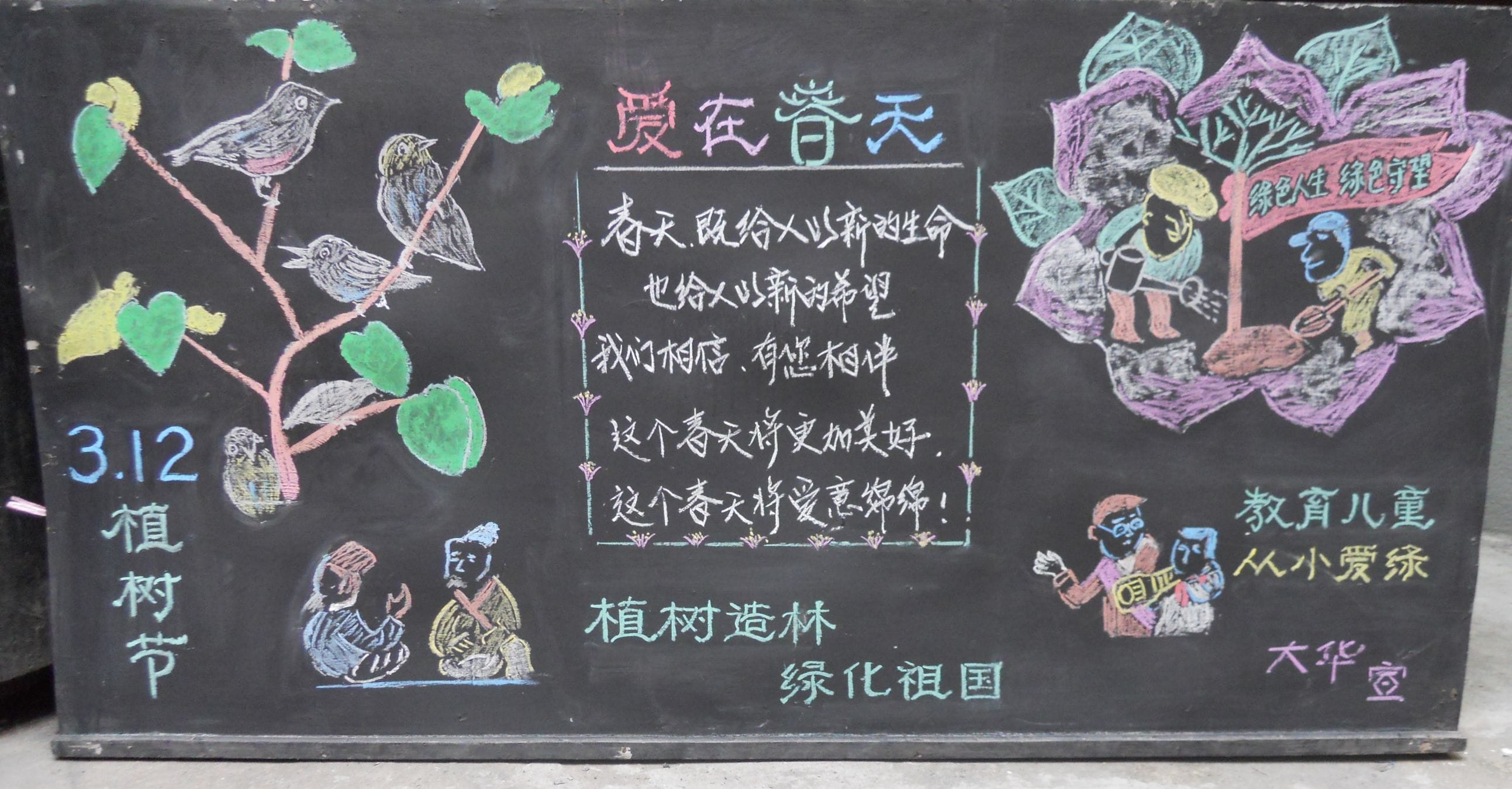2019年植树节黑板报四年级