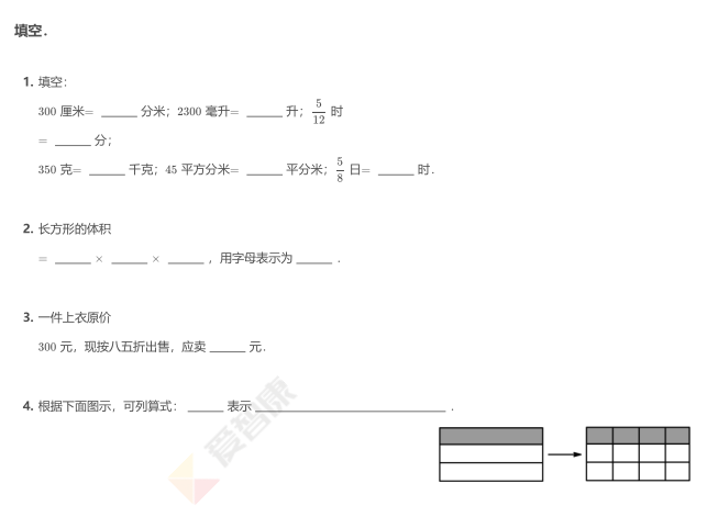 2019学年深圳五年级数学期中模拟试卷及答案(一)