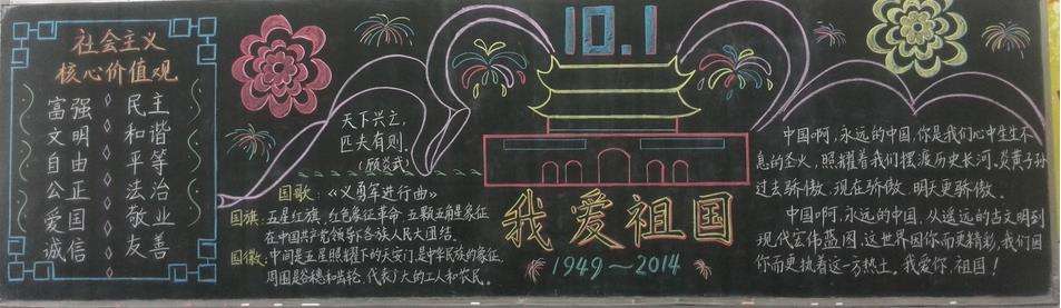2019年国庆黑板报设计大全高中生
