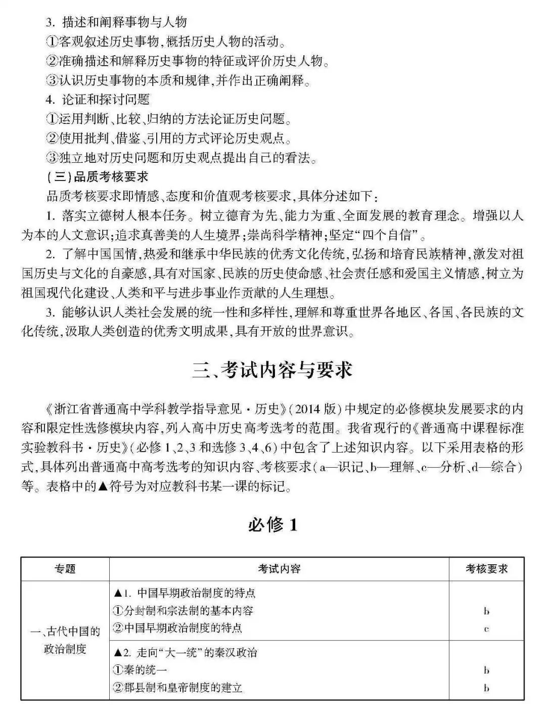 2020浙江省普通高考选考科目历史考试说明附题型示例