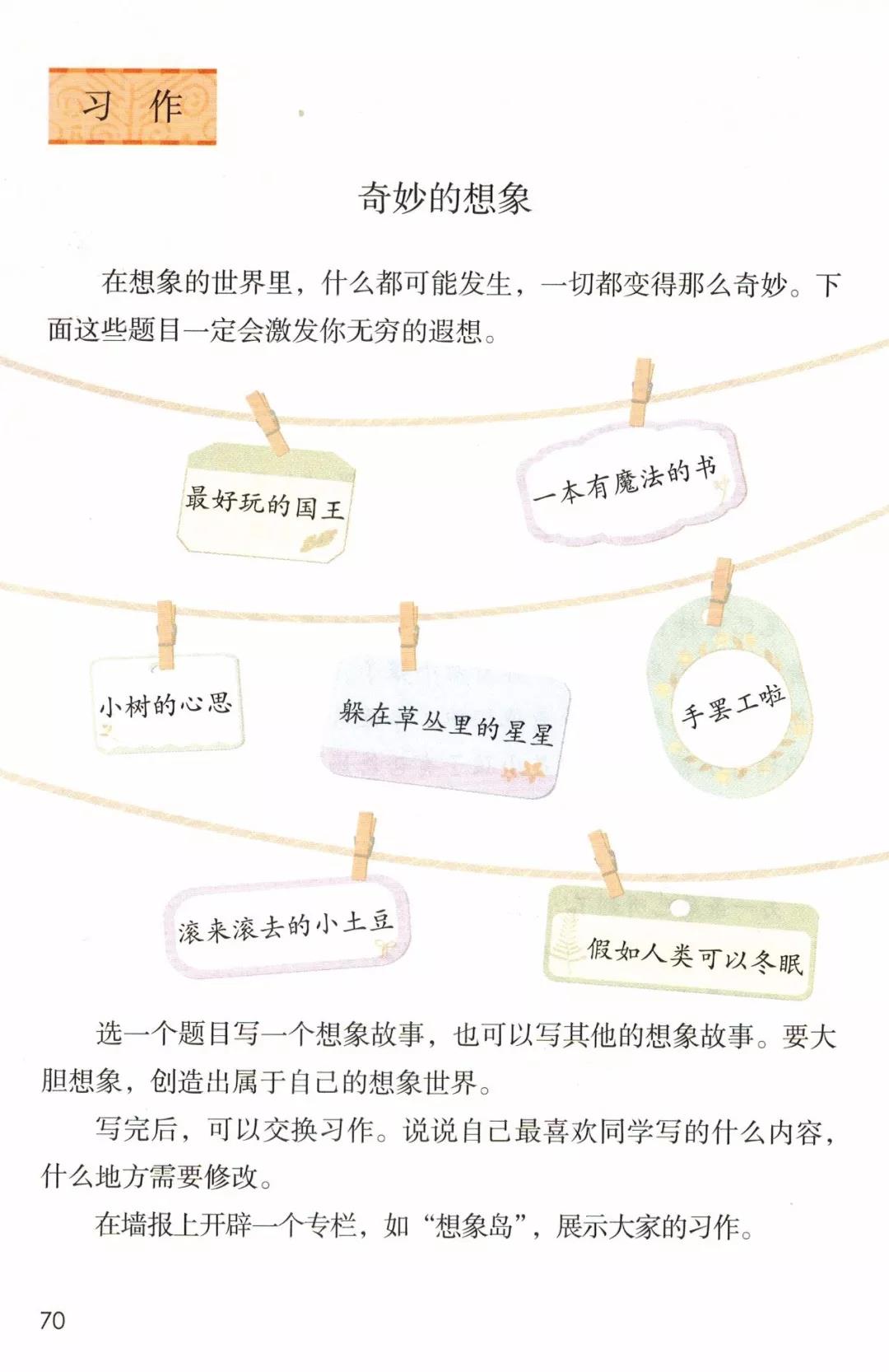 部編版三年級下冊習作奇妙的想象習作指導範文