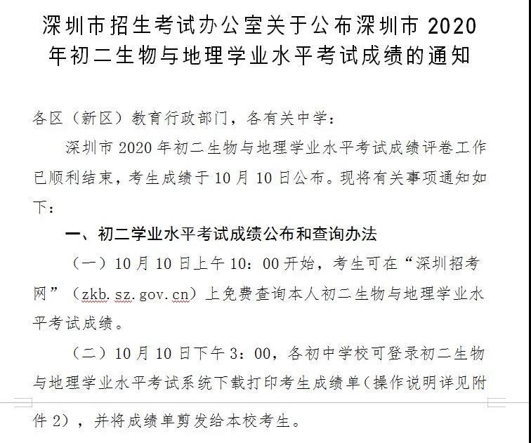 2020年深圳生地会考成绩10点公布!附生地会考查询方式