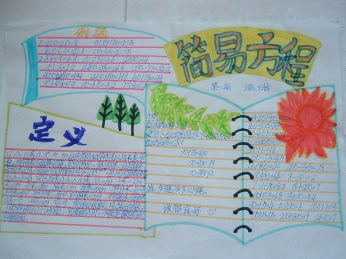 北京小学三年级数学下册手抄报